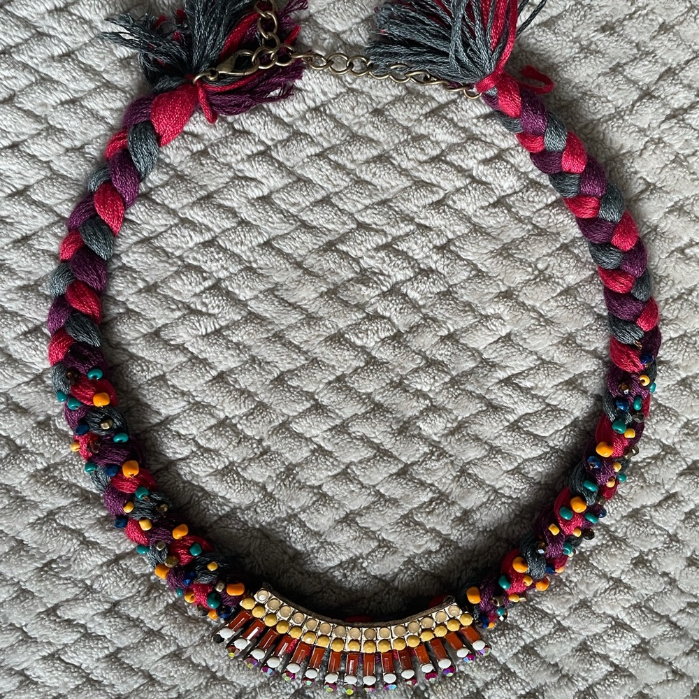 Hand crafted Jewelry Collar Handmade Lace multicolor used